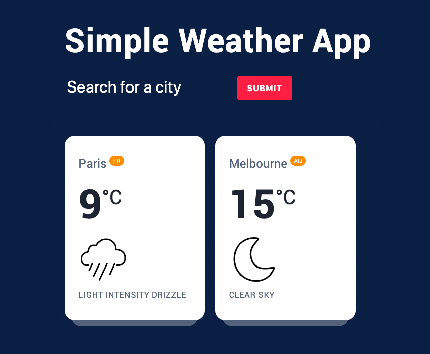 Screenshot of a modern landing page project